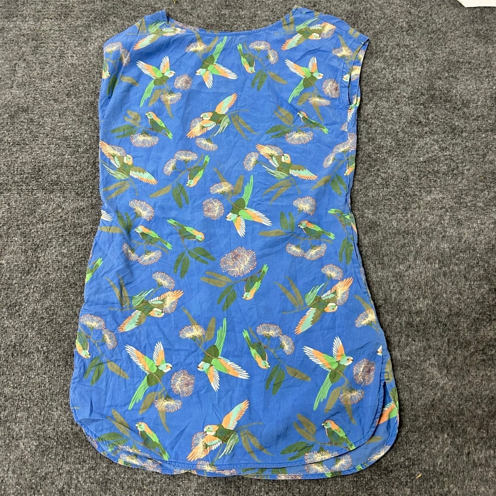 Patagonia Dress Womens Size M Blue Tencel Lyocell Bird Print Sleeveless Casual
